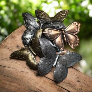 Butterflies in mixed metals brooch Makers mark…. K & T